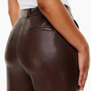 Aritzia Babaton Dark Brown Command Pant Mid-rise Vegan Leather Pants